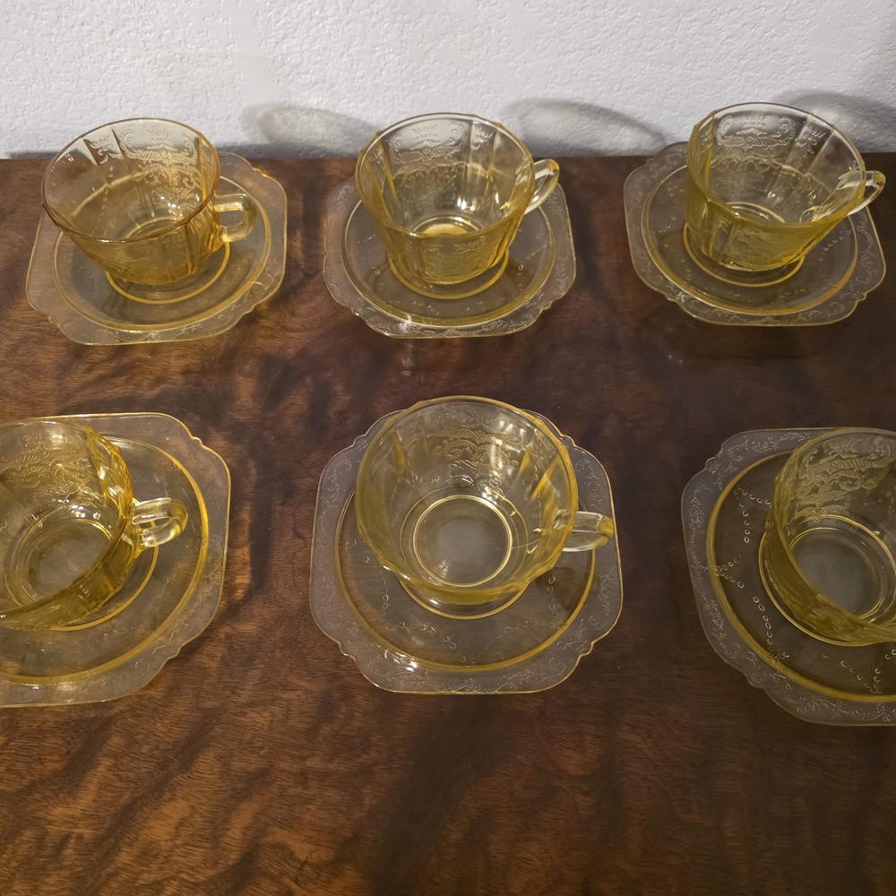 Indiana Glass Yellow Tea Cup and Saucer Set